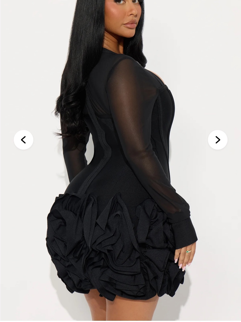 Fashion Nova Black Ruffle Bubble Hem Mini Dress